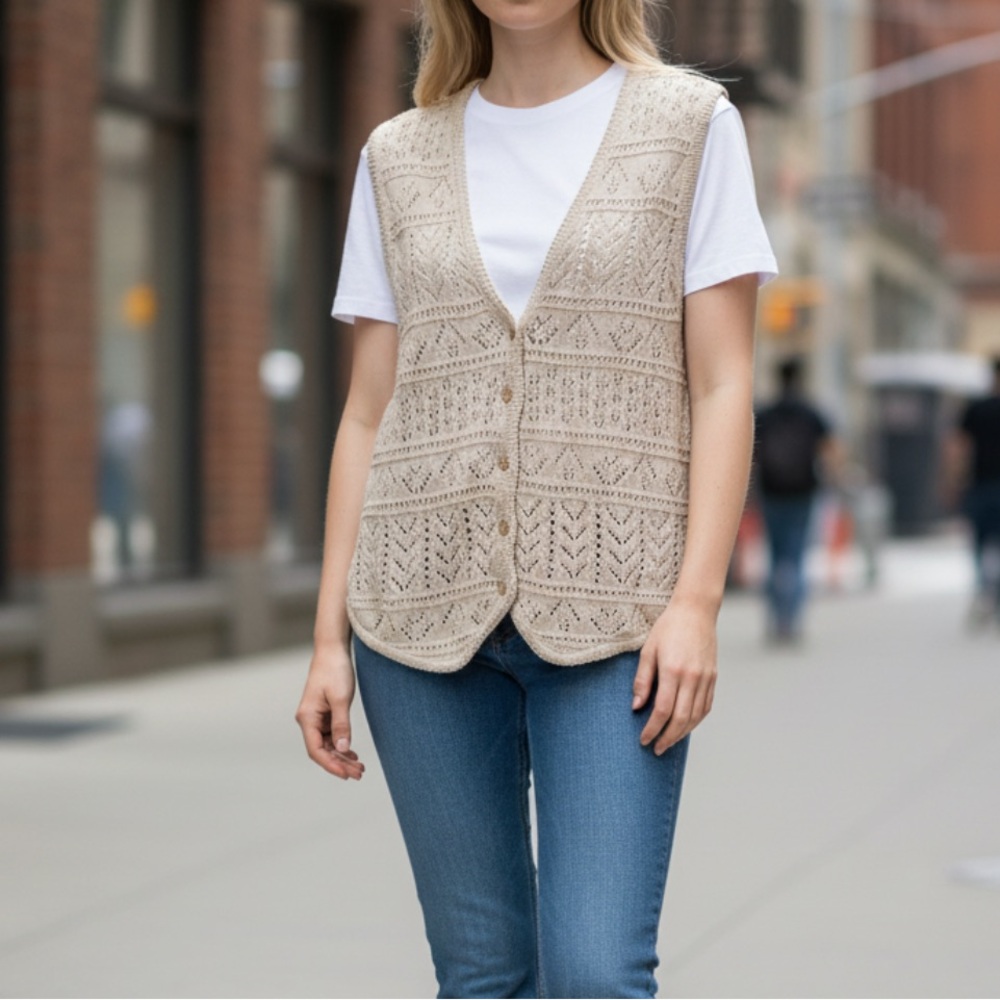 Vintage The Limited Crochet Sweater Vest S